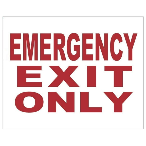 EMERGENCY EXIT ONLY SIGN (WHITE 4 X 5, with two sided tape )