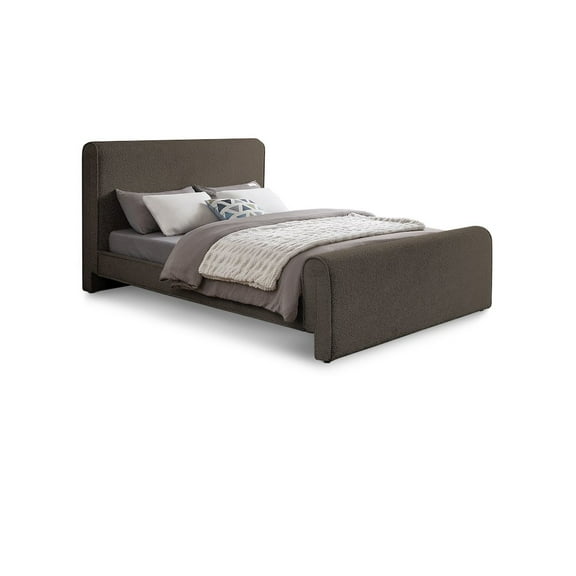 Meridian Furniture Stylus Brown Boucle Fabric Full Bed