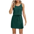 thumbnail image 2 of Antinious Summer Beach Dresses for Women,Summer Dresses for Women Casual Print-Neck Sleeveless Suspended Strap Dress,Army Green,S, 2 of 5