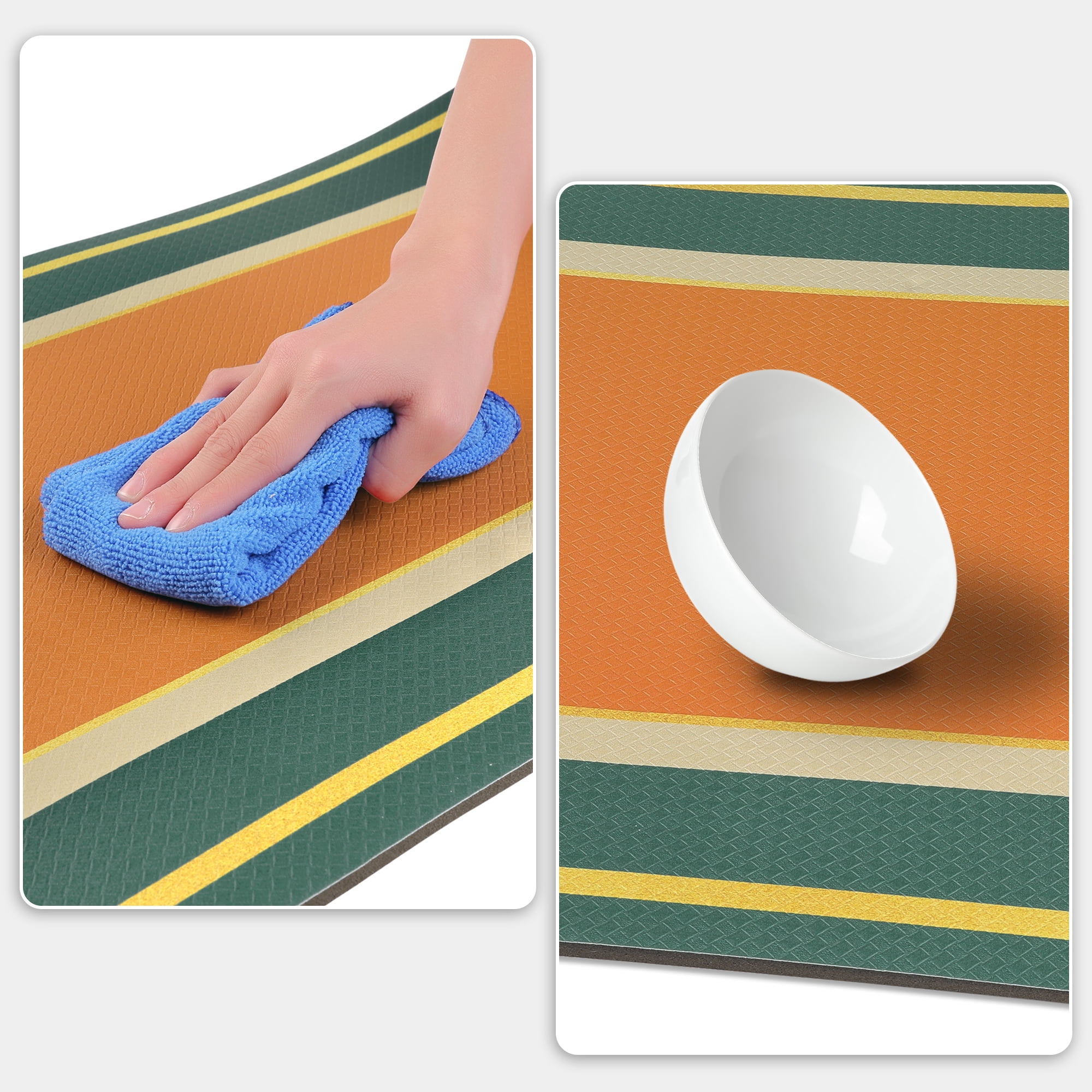 Unique Bargains Kitchen Rugs Kitchen Mats Non Skid Washable Machine Washable Standing Mats Green 18" x 32"