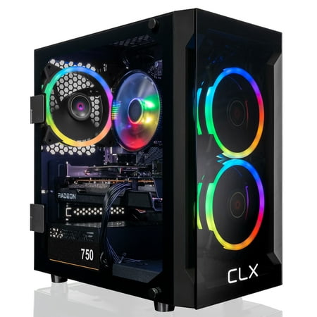 CLX SET Gaming Desktop - AMD Ryzen 7 5700X 3.4GHz 8-Core Processor, 16GB DDR4 Memory, Radeon RX 7600 8GB GDDR6 Graphics, 1TB SSD, 2TB HDD, WiFi, Windows 11 Home 64-bit