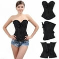 thumbnail image 4 of DODOING Women Satin Lace Sexy Bustier Corset Basque Lace Up Lingerie G-string Set S-6XL, 4 of 6