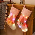 thumbnail image 6 of 2PCS LED Christmas Stockings- 18in Pink Gnome Stocking Holders Light Fireplace Tree Hanging Ornament for Kids Family Decoration Xmas Holiday Party Decor, 6 of 7