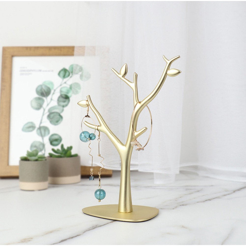 Jiibva Tree Shaped Jewelry Display Rack Stainless Steel Jewelry Stand Branch Necklace Holder Hanging Organizer for Ring Earrings