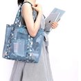 thumbnail image 4 of Bolso de playa de malla (flor azul) Bolso de hombro plegable de malla impermeable Bolsa de compras reutilizable Bolsa de almacenamiento de juguetes de playa Bolsa multifuncional para el hogar Vacacio, 4 of 5
