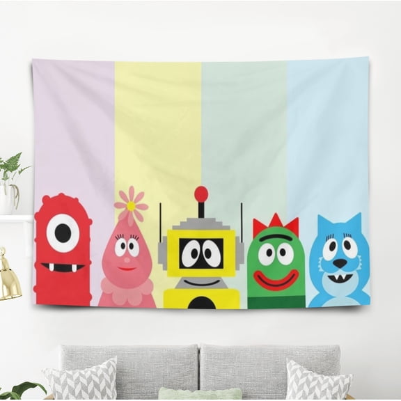 Tapestry for Yo Gabba Gabba wall hanging Bedroom Dorm Wall Art Funny Backgrounds Banner Party Poster Decorations Kids Girls Teens Gifts Funny 40×60 inch