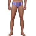 thumbnail image 5 of Unique Bargains Men's Elastic Waist Contrast Color Stripe Printed Swim Briefs 28 Navy, 5 of 5