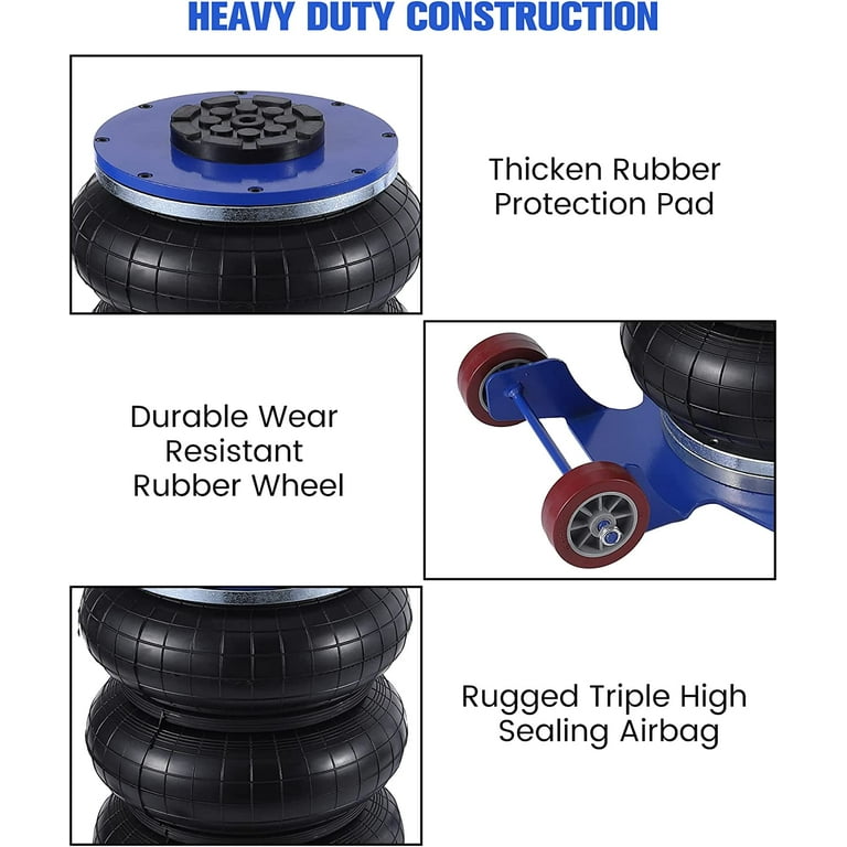 Triple Air Jack 5 Ton - Pneumatic Airbag Jack Lifts 15.75", Fast 3-5 Sec Inflation, Adjustable Handle, For SUVs/Trucks
