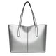 thumbnail image 1 of Bolso de hombro de cuero genuino vintage para mujer, bolso de mano con bolsillo trasero con cremallera, plateado, 1 of 5