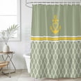thumbnail image 6 of Polyester Fabric Sage Green Morocco Shower Curtain, Ocean Yellow Nautical Anchor Stripe Waterproof Bathtub Curtain Bathroom Decor Set with Hooks 48 x 72 Inches, 6 of 6