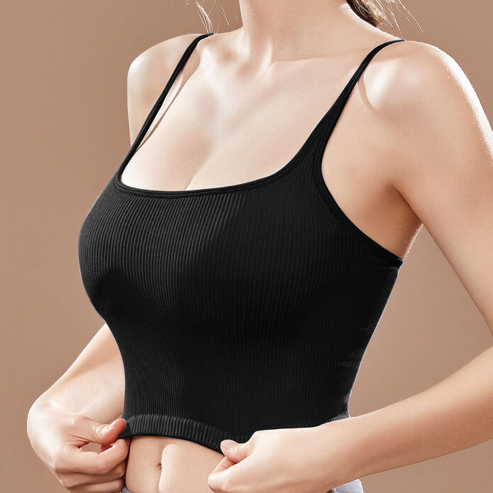 EHQJNJ Womens Bras Women'S Comfortable and Summer New Square Neck Rib  Sports Breathable Fitness Tank Top Bra Strapless Bras for Women No  underwire 