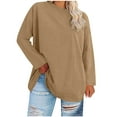 thumbnail image 2 of ylioge Long Sleeve Tops for Women Plus Size XL-5X Crewneck Sweatshirts Shirts Womens Casual Solid Color Pullover Basic Loungewear Athletic Blouses Top, 2 of 5