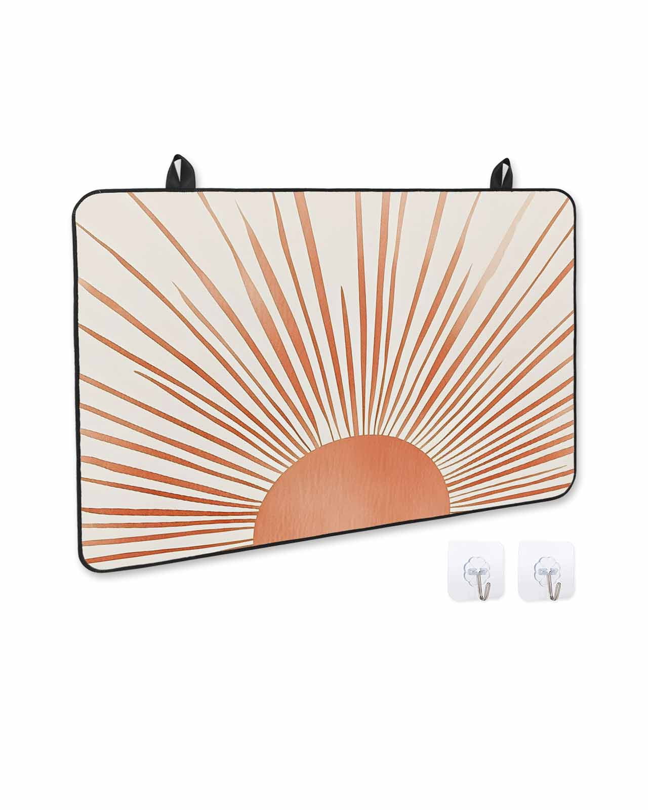 nqOlkjepod Large Induction Cooktop Protector Mat 24"x21", Abstract Art Stove Top Covers for Electric Stove, Orange Lines Simple Retro Middle Century Stove Burner Cover Mats, Glass Top Stove Cover