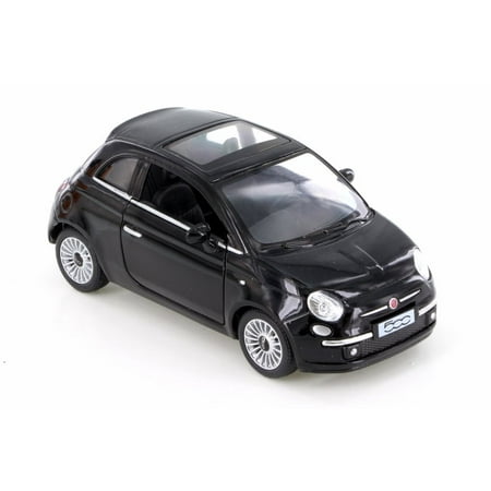 Fiat 500, Black - Kinsmart 5345D - 1/28 Scale Diecast Model Toy Car (Brand New but NO