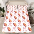 thumbnail image 2 of Feelyou Football Rugby Bed Sheets, Kawaii Princess Bow King Sheets, 4-Piece, 2 of 7