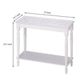 thumbnail image 4 of 2-Tier Narrow Distressed White Wood Carved-Top Console Table with Open Storage Shelf | Multi-Purpose Entryway, End, or Sofa Table for Living Room, Bedroom, or Hallway – 35" Long, 4 of 4