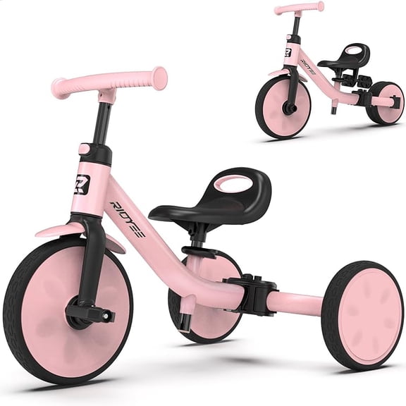 4-in-1 Tricycle, Tool-Free Mode Switch, Tricycle with One-Click Height Adjustment, Trike and Balance Bike