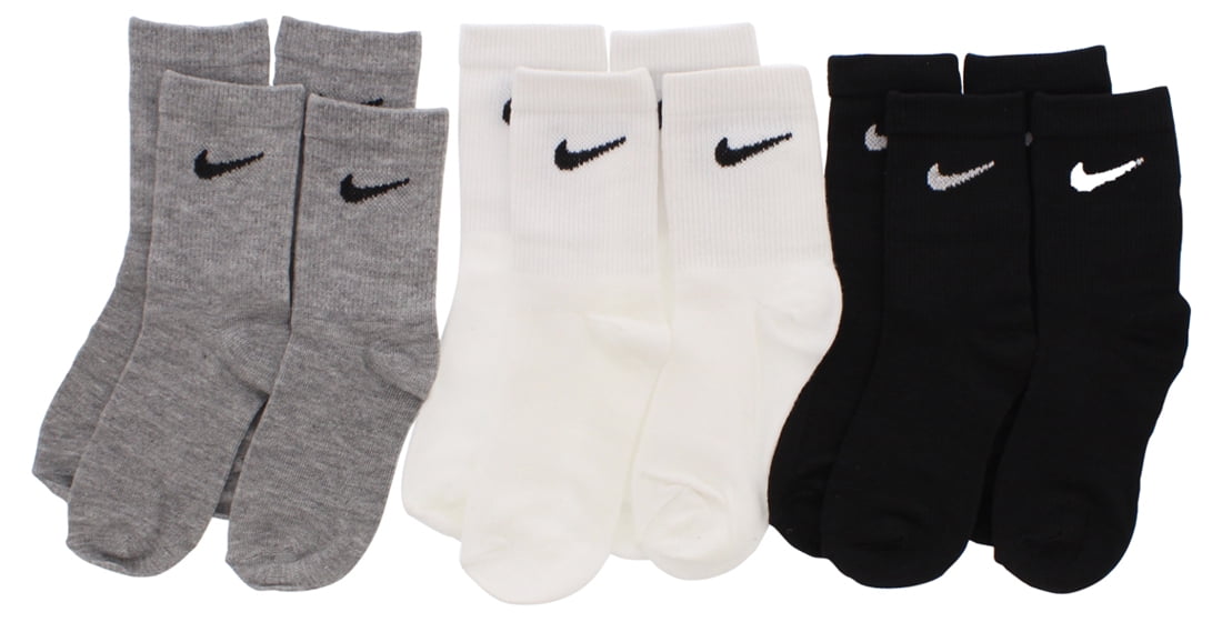 Nike Boys Performance Crew Socks Six Pack Black - Walmart.com