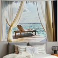 thumbnail image 2 of BCIIG Coastal Tapestry Twin Size, Romantic Wooden Bungalow on the Water Deckchairs Maldives Beach Summer Relax, Wall Hanging  Cover Wall Decor 40x60inch, 2 of 6