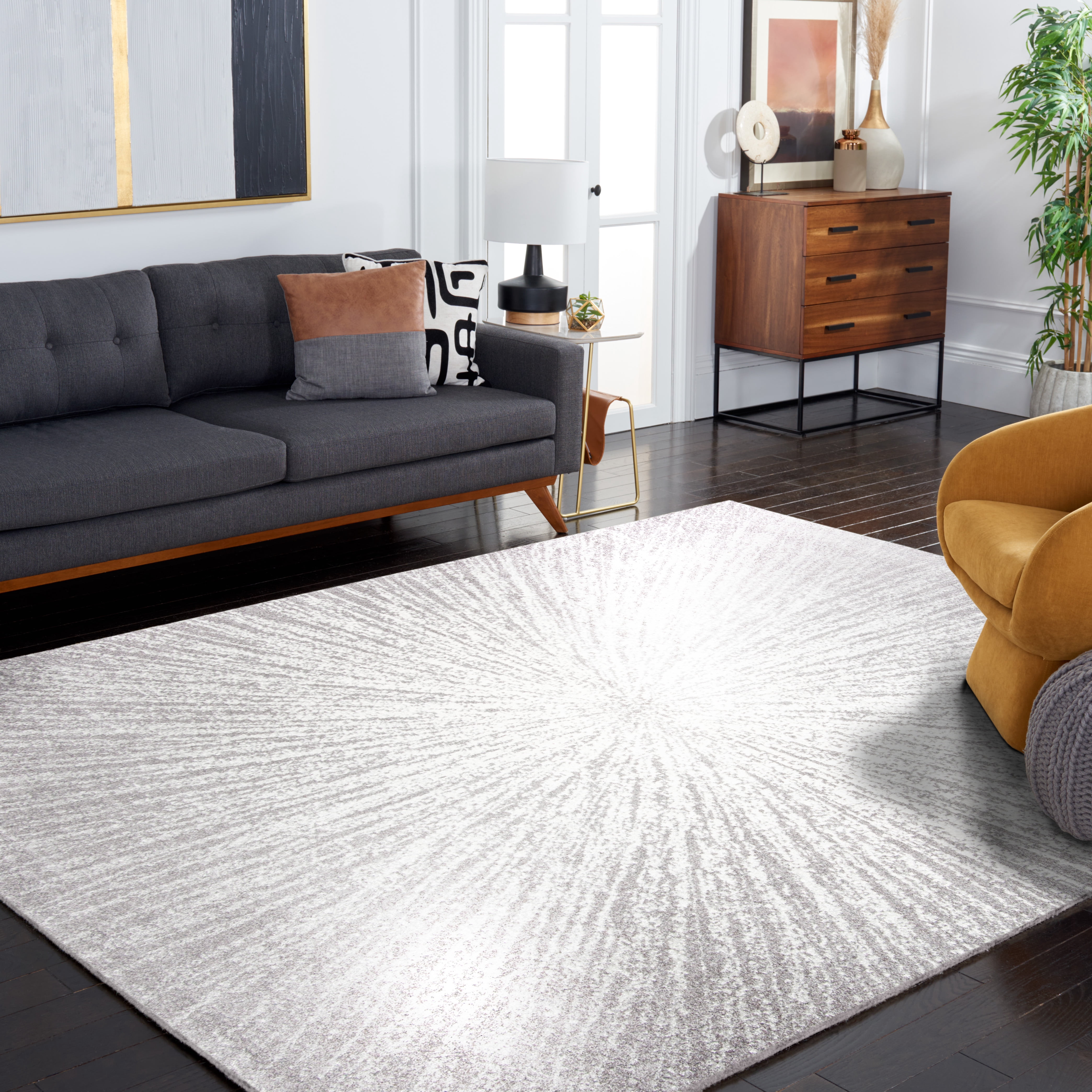 SAFAVIEH Evoke Vana Abstract Area Rug, Dark Grey/Ivory, 5'3" x 7'6"