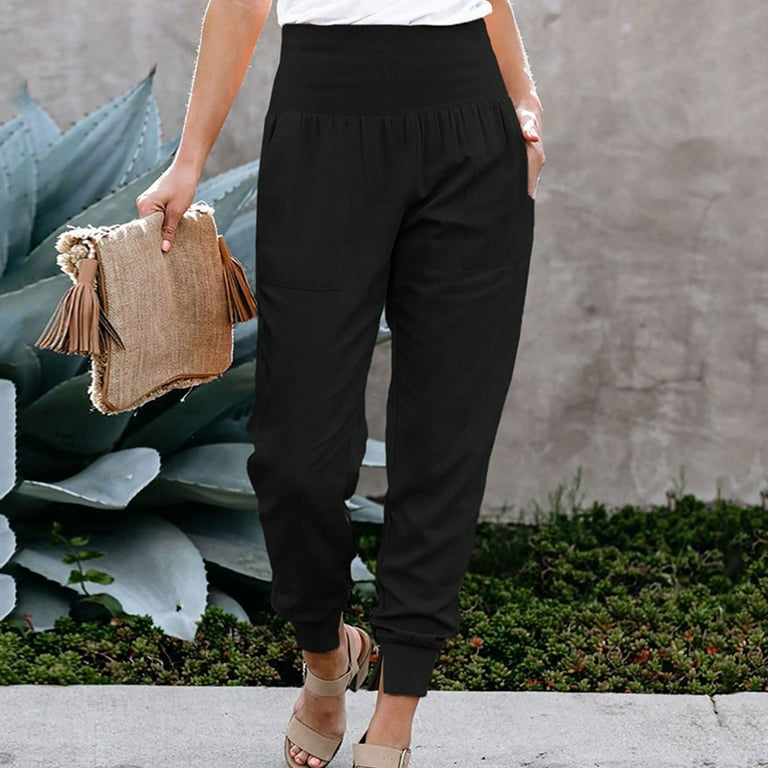 Women for Beach Cute Comfy Pants Pants Women's With Pockets Trousers  Bottoms Leggings Casual Waist High Fabric Stretch Jogging Elegant Pants  Utility