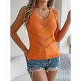 thumbnail image 2 of Womens Summer Sleeveless V Neck Sweater Vest Fall Knitted Loose Tank Tops Orange Color S, 2 of 8