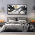 thumbnail image 3 of HFDF Black Abstract Lines Picture Wall Art, 24x 48 Modern Canvas Print, Living Room, Bedroom, Office, Kitchen, Dining Room Gallery Decor 14x11inch Framed, 3 of 6