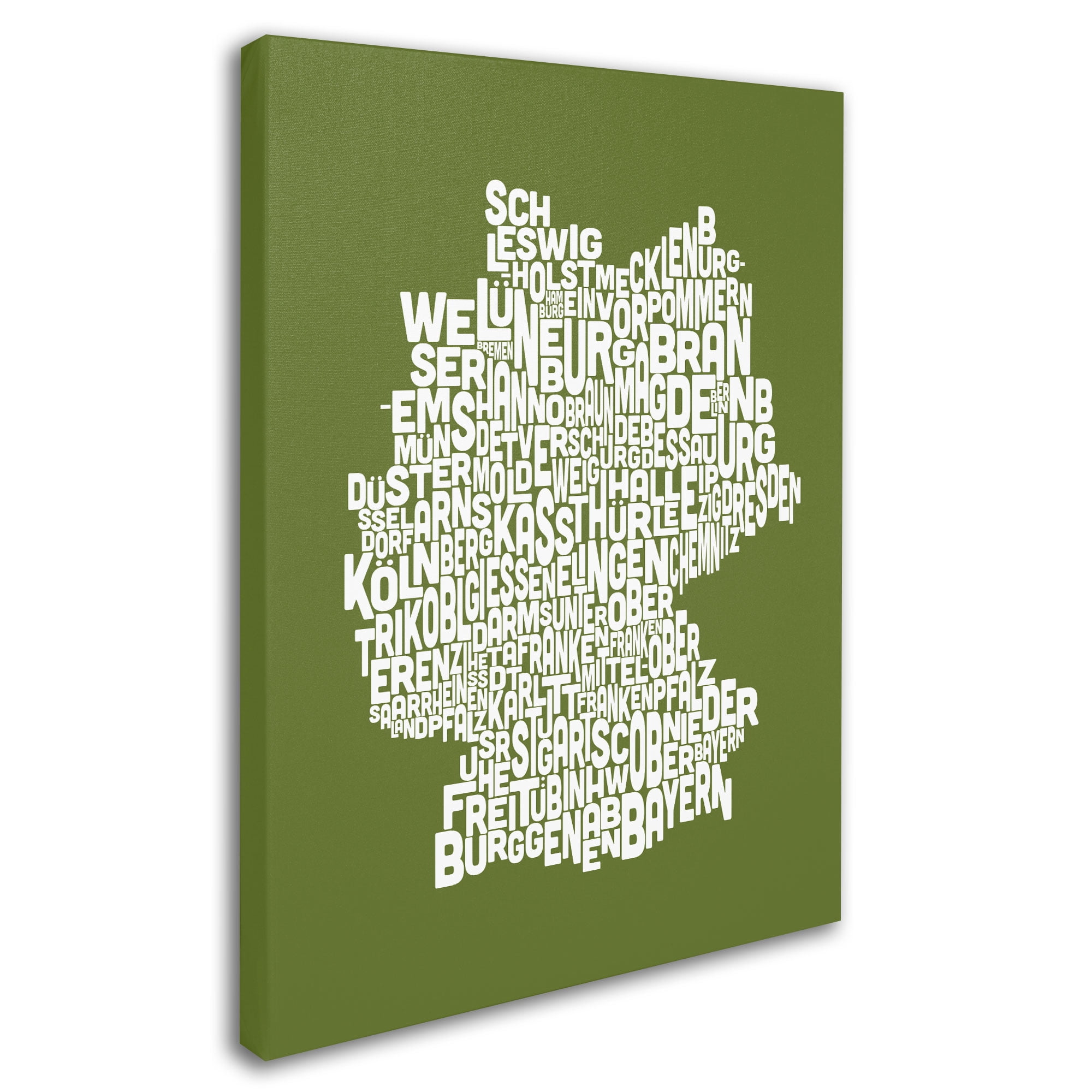 Trademark Art 'OLIVE-Germany Regions Map' Canvas Art by Michael Tompsett