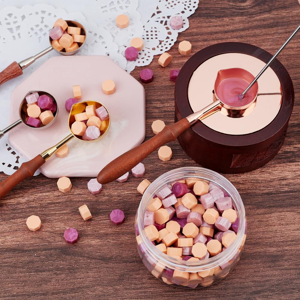DIY Scrapbook Making Kits Including Sealing Wax Particles Vintage Seal Stamp & Wax Sticks Melting Spoon Paper Envelope Candle Mixed Color 9mm 2 colors 210pcs/color 420pcs