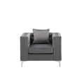 thumbnail image 4 of LILOLA Home Lorreto Gray Button Tufted Velvet Fabric Glam Chair, 4 of 5