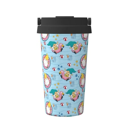 

Salouo Gnome Pool Party Print Coffee Travel Mug Spill Proof with Lid-Stainless Steel Vacuum Insulated Tumbler - Thermos Cup for Keep Hot/Ice Coffee Tea and Beer