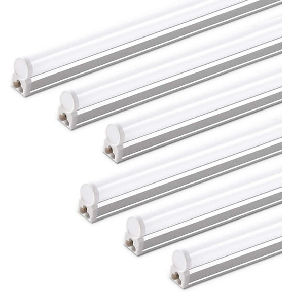 (Pack of 6) Barrina LED T5 Integrated Single Fixture, 4FT, 2200lm, 6500K (Super Bright White), 20W, Utility Shop Light, Ceiling and Under Cabinet Light, Corded electric with built-in ON/OFF switch