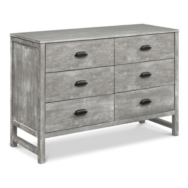 DaVinci Fairway Commode Double à 6 Tiroirs en Bois de Pin, Gris Cottage