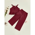 thumbnail image 4 of Miaouyo Baby Girl 2Pcs Summer Outfits Sleeveless Ruffle Cami Tops + Wide Leg Pants Set Toddler Clothes, 4 of 9