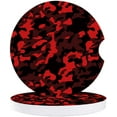 thumbnail image 1 of FMSHPON Red Camouflage Texture Set of 6 Car Coaster for Drinks, Absorbent Ceramic Stone Coasters Cup Mat with Cork Base for Home Kitchen Room Coffee Table Bar Decor, 1 of 5