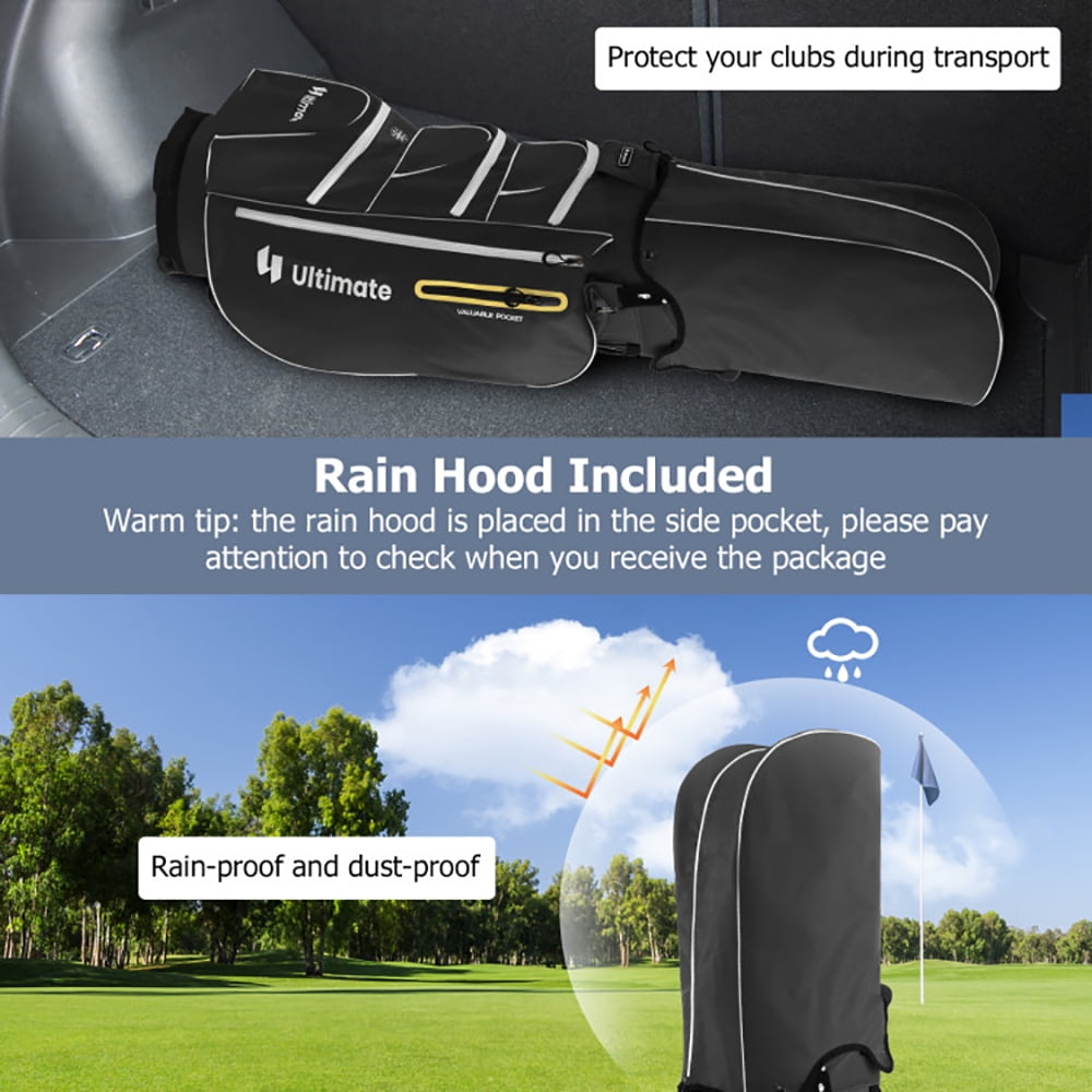 Demifill 9.5 Inch Lightweight Golf Cart Bag with 15 Way Top Dividers, Lightweight Golf Clubs Bag with 7 Zippered Pockets, Portable Golf Carry Bag for Outdoor, Black