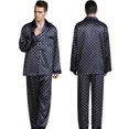 thumbnail image 5 of Mens Satin Pajamas Set Casual Sleepwear Loungewear Home Service Two-Piece Set L~3XL Plus, 5 of 5