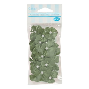 Offray accessories, mint green 5/8 inch value pack 2 loop bow with pearl accessor yard for wedding, hair clips, and scrapbooking, 40 count, 1 package