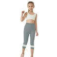thumbnail image 5 of MKOSPLRT 2-13 Years High Waist Leggings for Girl Toddler Stretch Slim Fit Yoga Workout Capris Solid Lace Hem Crop Leggings Summer Capris, 5 of 9