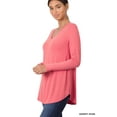 thumbnail image 3 of Zenana Women & Plus Relaxed Fit Long Sleeve V-Neck Round Hem Jersey Tee Shirt Top, 3 of 4
