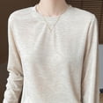 thumbnail image 5 of Lightweight Long Sleeve Tops for Women Zaewscy Women's Fashion Thin Solid Color Round Neck Long Sleeve Pullover Sweater Bottoming Coat Beige XL, 5 of 6