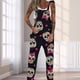 thumbnail image 3 of Monos con varios estampados de tallas grandes, monos con peto de informales de pierna recta largos Cráneo Bowknot, 3 of 8