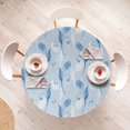 thumbnail image 4 of Ambesonne Blooming Floral Fitted Round Tablecloth, Boho Botany Flowers, 45"- 56" Diameter, Sea Blue Pale Blue White, 4 of 5