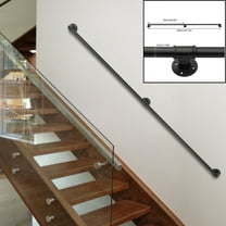 Modern Round Black Iron Handrail Stair Rail Wall Mounted Step Stair Handrail Staircase Grab Bar