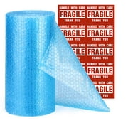 Metronic Bubble Cushioning Wrap Roll 12x36 FT Bubble Roll- Perforated 12×12", 1 Roll Air Bubble Cushioning Roll, 20 Fragile Sticker Labels,Moving Supplies Cushioning Wrap for Packing Shipping Boxes