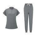 thumbnail image 3 of Ensemble de Chemise d'Uniforme d'Infirmière pour Femmes, Haut à Manches Courtes et Col Rond avec Pantalon Assorti, Tissu en Polyester, Ajustement Doux et Confortable, Tenue de Travail Décontractée, Tenue d'Été, 3 of 6