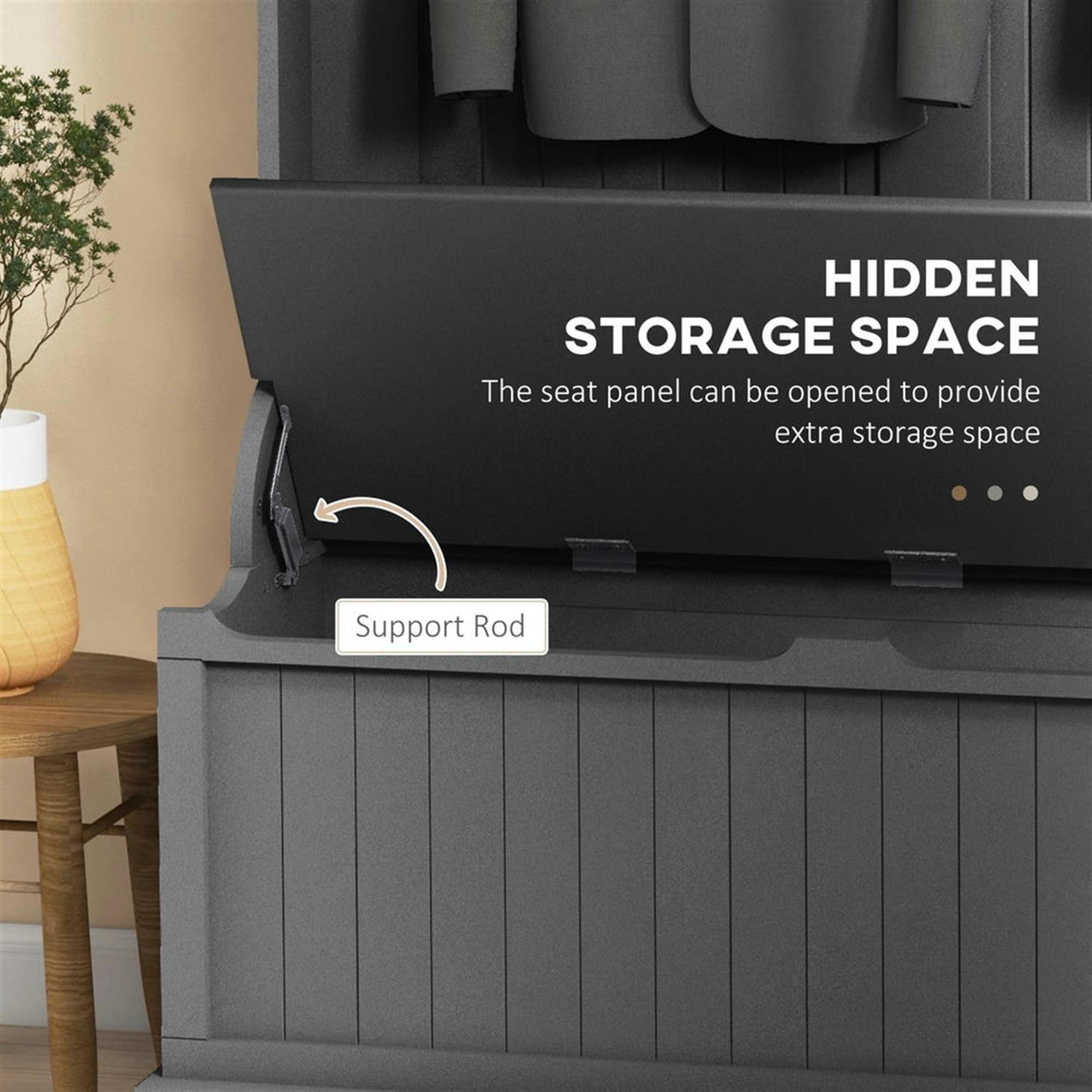 Demi Bonn 3-in-1 Entryway Bench with Coat Rack, Space-Saving Hall Tree Bench Shoe Storage with 5 Hooks for Hallway, Black