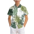 thumbnail image 6 of Ulanda Boys Hawaiian Shirts Casual Summer Short Sleeve Button Down Aloha Dress Beach Tee Tops Kids Hawaii Shirts for 5-14 Years (Green, 9-10 Years), 6 of 7