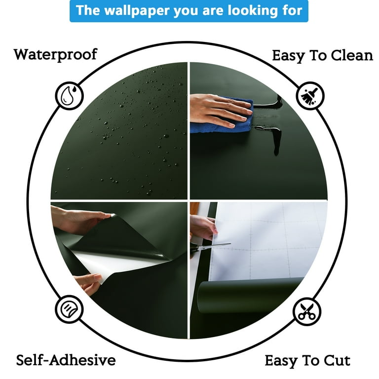 Solid Green Contact Paper Self Adhesive Waterproof Removable