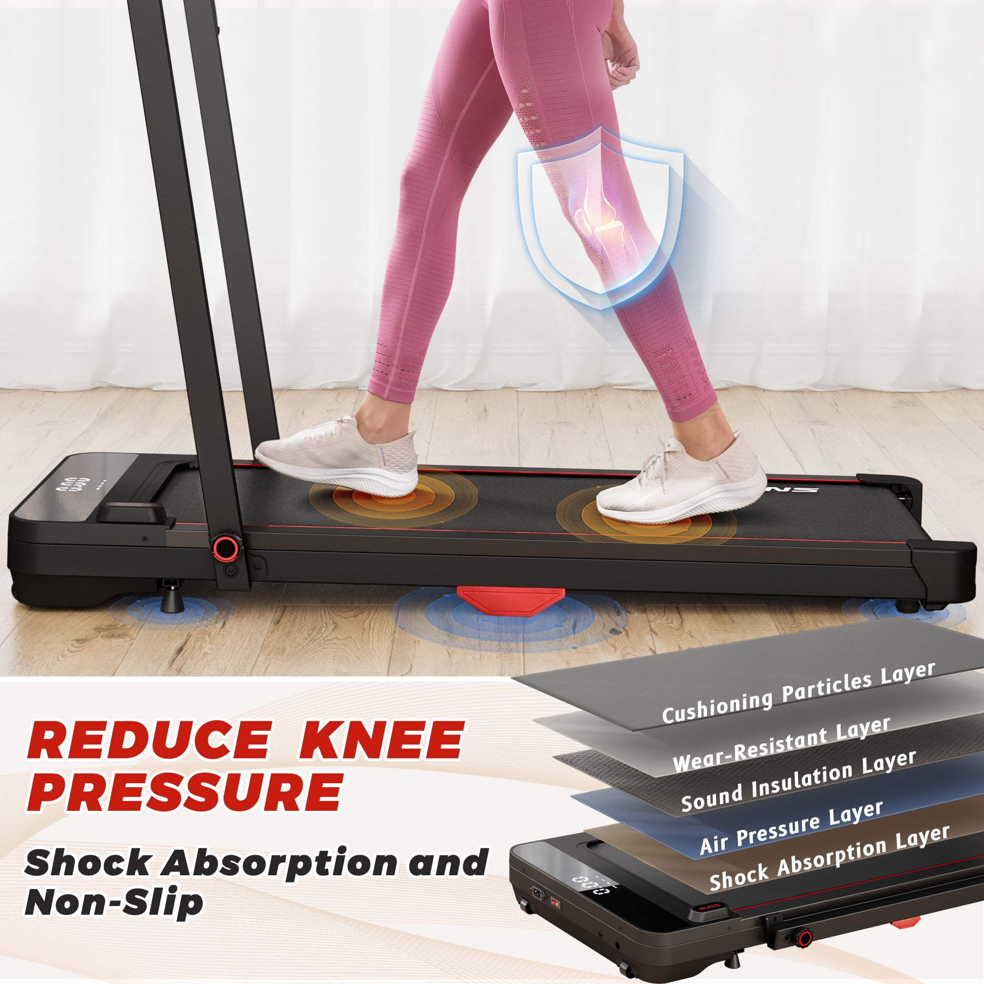 FORGEMUS 2 in 1 Treadmill, 2.5HP Walking Pad Folding Treadmill with Remote Control and LED Display, Portable Under Desk Treadmill for Home Office with 265lbs Weight Capacity